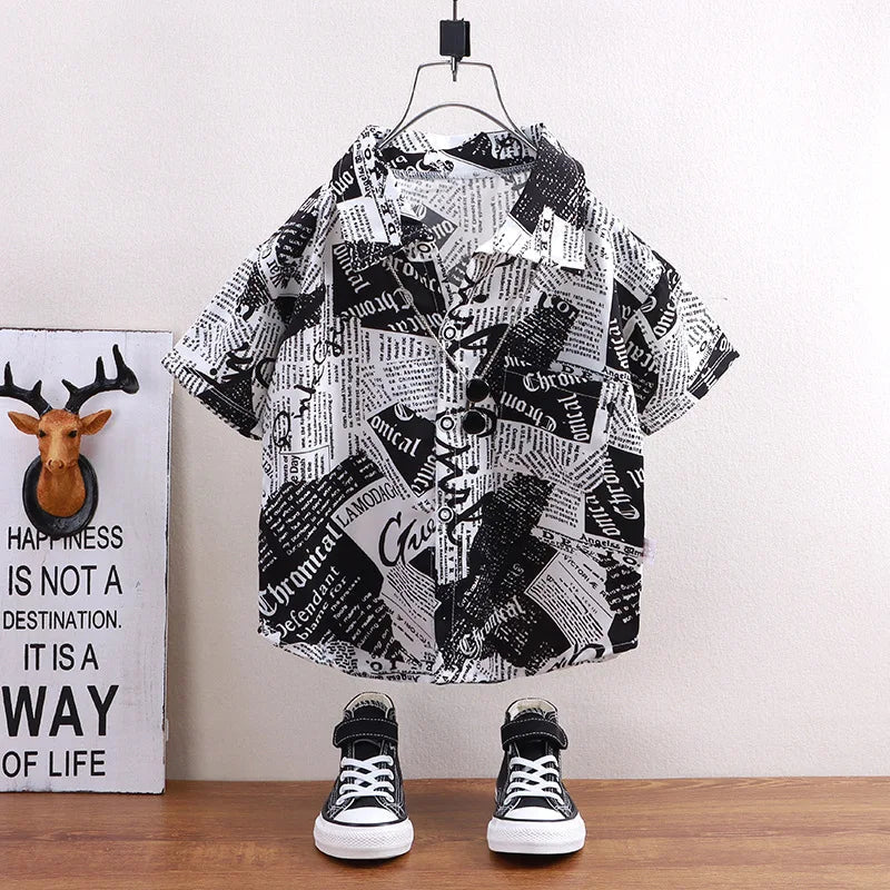 Children Shirts Summer - Children's shirts summer style short sleeved boys' tops baby coats children's clothing Hong Kong