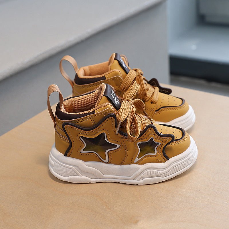 Children's Sports Shoes, Boys' Casual Sneakers, Mid-Top Shoes, Girls' Bread Shoes, Five-Pointed Star Baby Non-Slip Shoes - BaBy's World