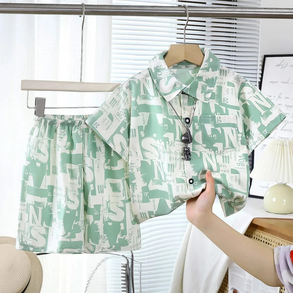 Childrens Summer Beach Outfit Boys Short Sleeve Shirt and Shorts Two Piece Set Casual Baby Clothes Toddler Clothing - Boys