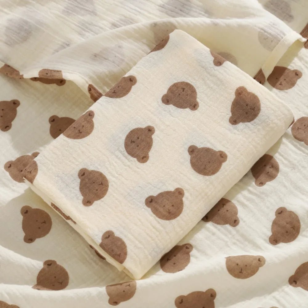 Cotton Baby Blanket Soft Breathable Cover Blanket for Infant Skin-friendly Bear Printed Nap Sleeping Rug Dormitory - BaBy's World