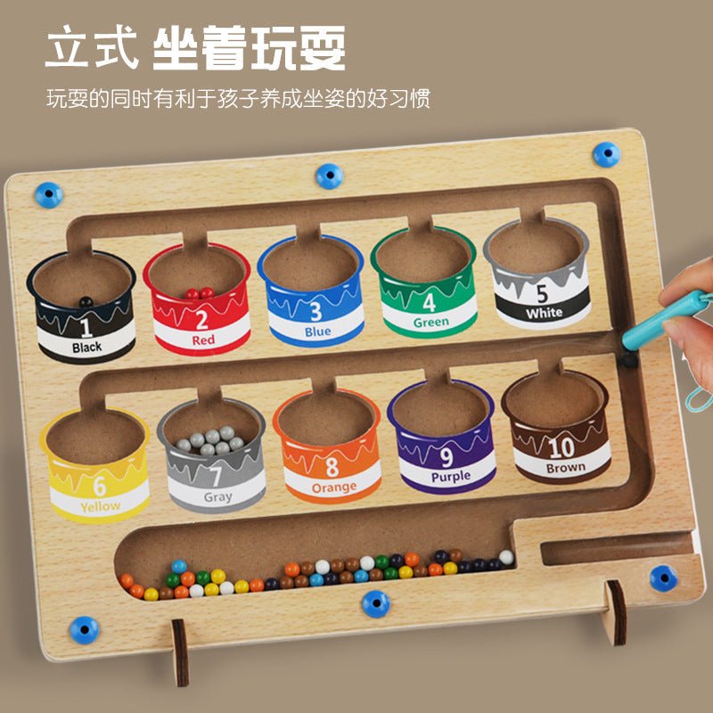 Cross-border children's wooden magnetic counting operation color classification magnetic pen ball shift game puzzle early education toys - BaBy's World