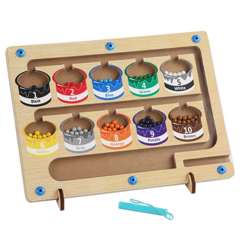 Cross-border children's wooden magnetic counting operation color classification magnetic pen ball shift game puzzle early education toys - BaBy's World