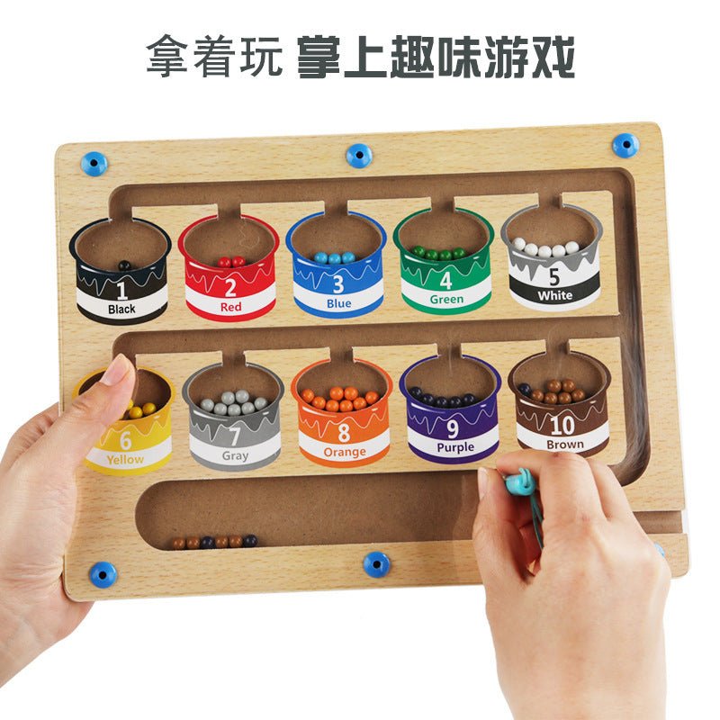 Cross-border children's wooden magnetic counting operation color classification magnetic pen ball shift game puzzle early education toys - BaBy's World