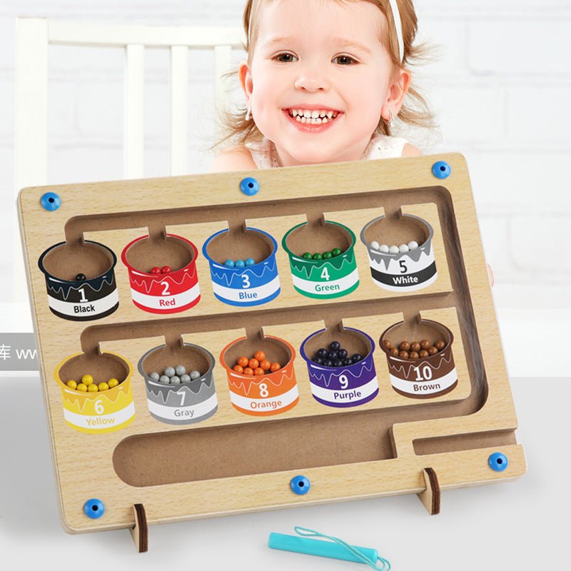 Cross-border children's wooden magnetic counting operation color classification magnetic pen ball shift game puzzle early education toys - BaBy's World