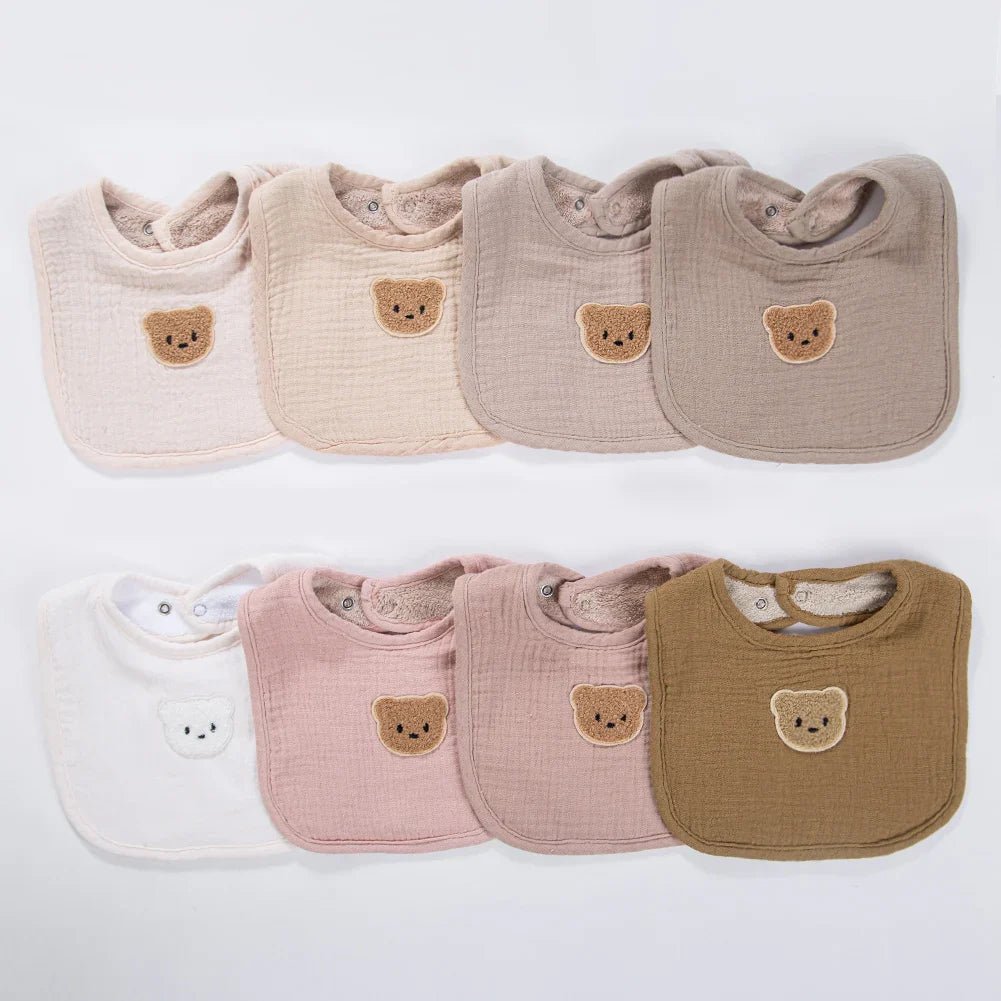 Cute Bear Muslin Cotton Baby Bibs Saliva Towel U-Absorbent Pockets Korean Children Kids Boys Girls Bandanas Feeding Burp Clothes - BaBy's World