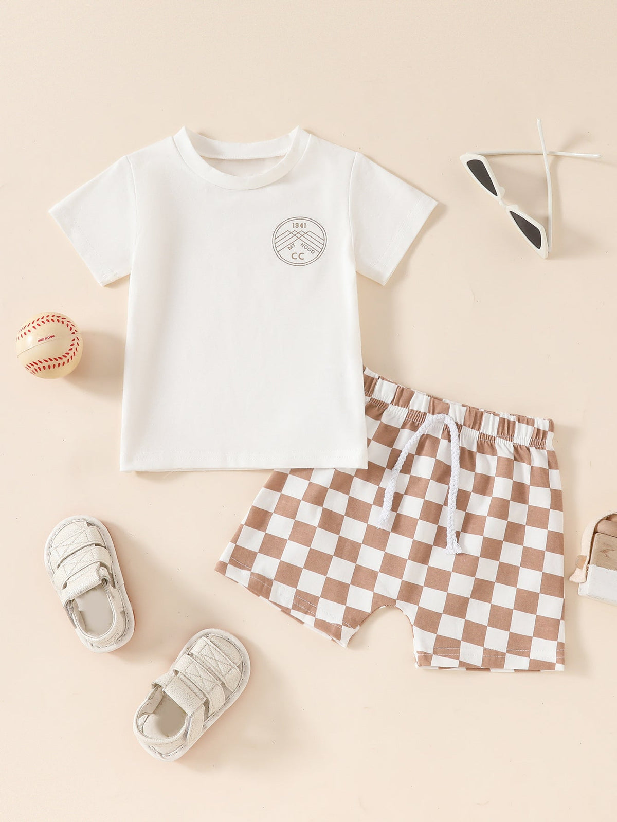 Summer Boys And - Summer Boys' And Kids' Popular Short Top Plaid Shorts Two-piece Set - Boys Summer & Party Dresses - Baby's