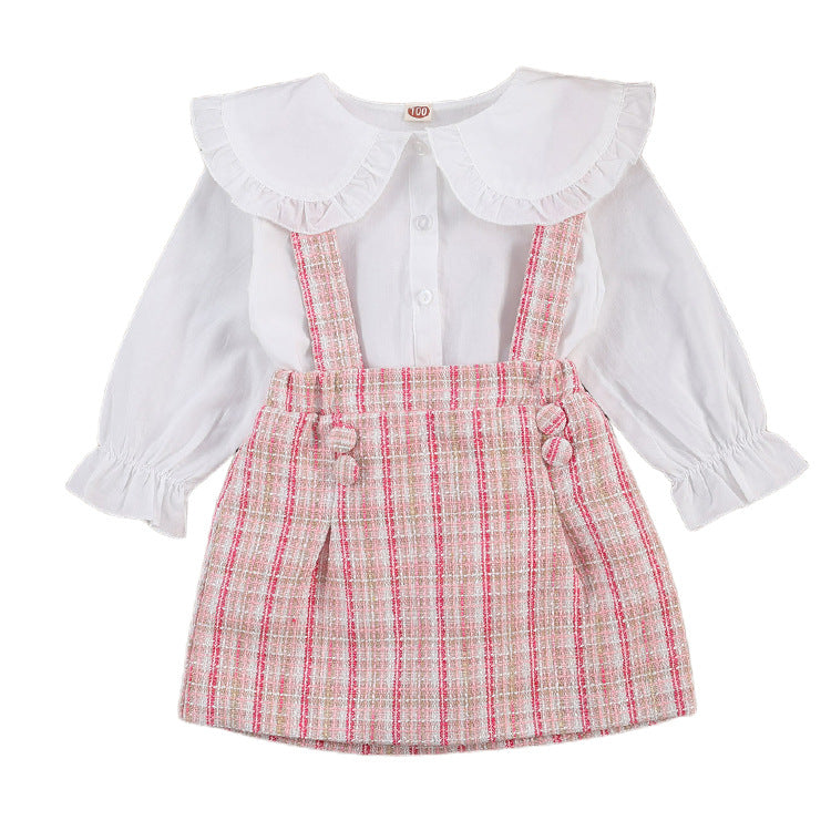 Season Skirt Set Two Pieces Long Sleeve Check Korean Version