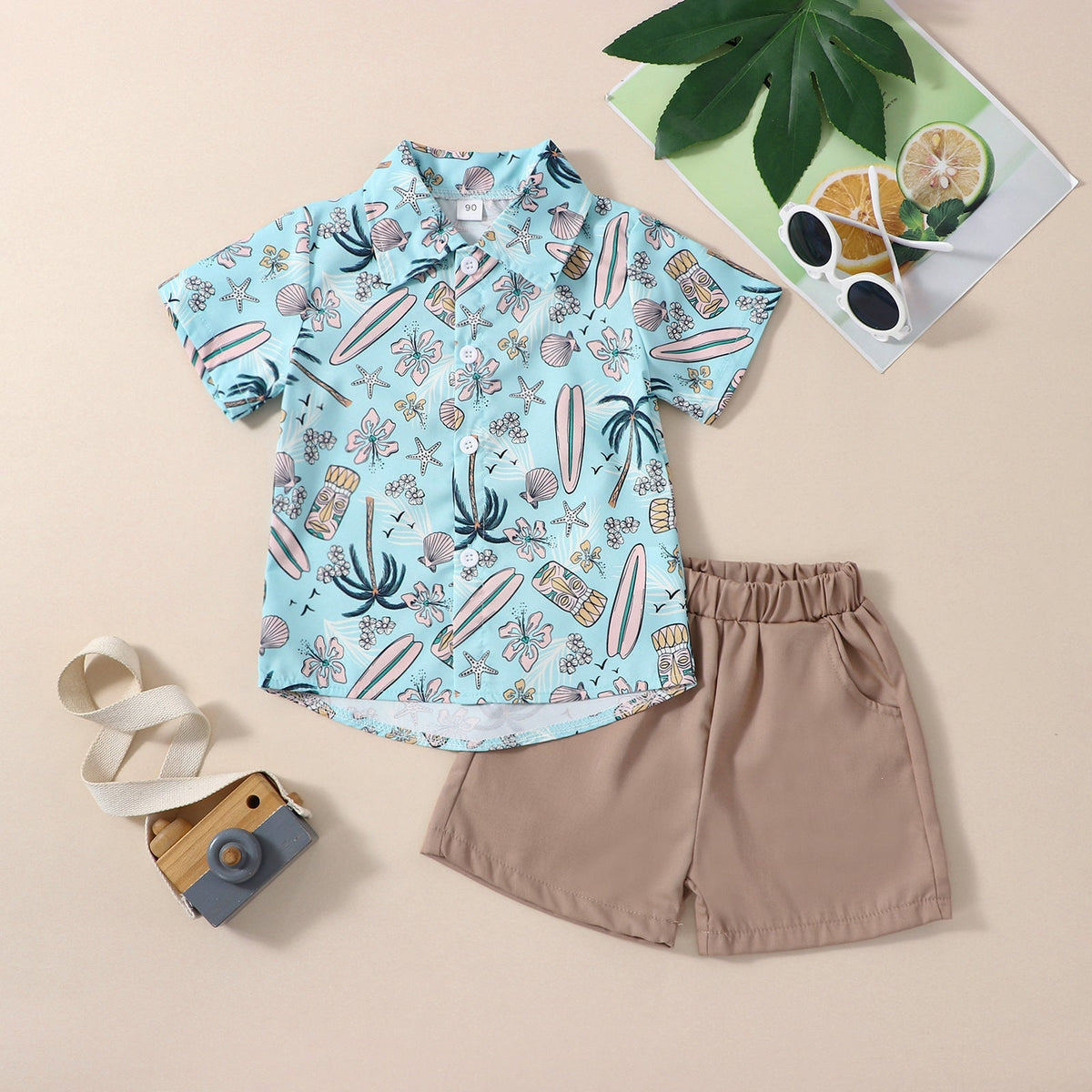 Boys Hawaiian Summer Outfit – Printed Shirt & Shorts Set - Boys Summer & Party Dresses - Baby's World (view 8)