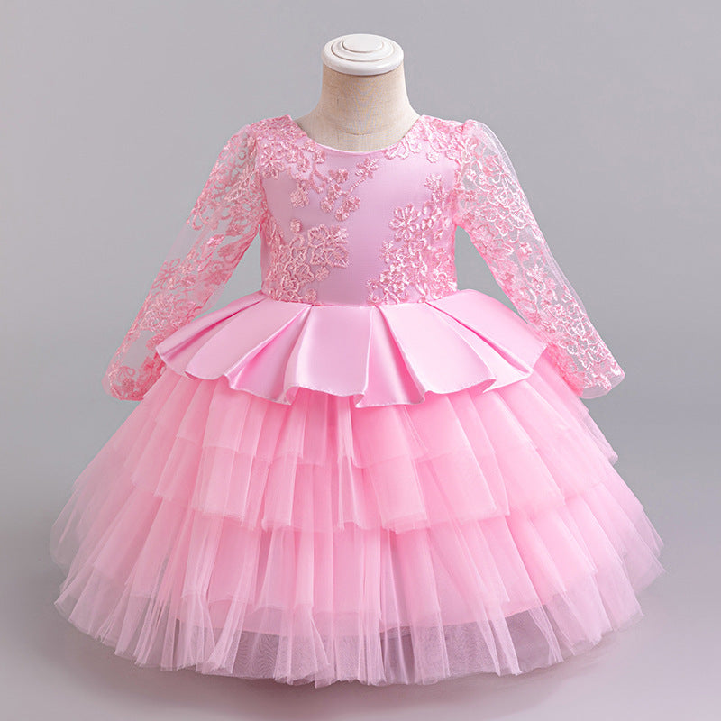 Children's Embroidered Princess Long-Sleeve Tutu For Piano Performance