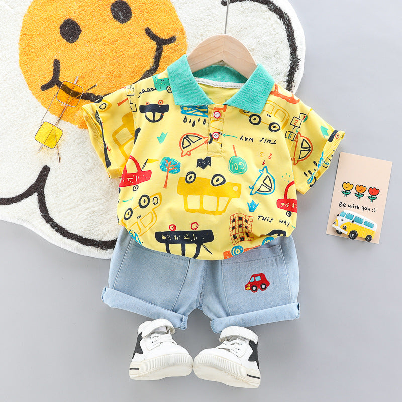 Boys And Girls Car Pattern Two-piece Summer Casual Clothes Baby - Boys Summer & Party Dresses - Baby's World (view 10)