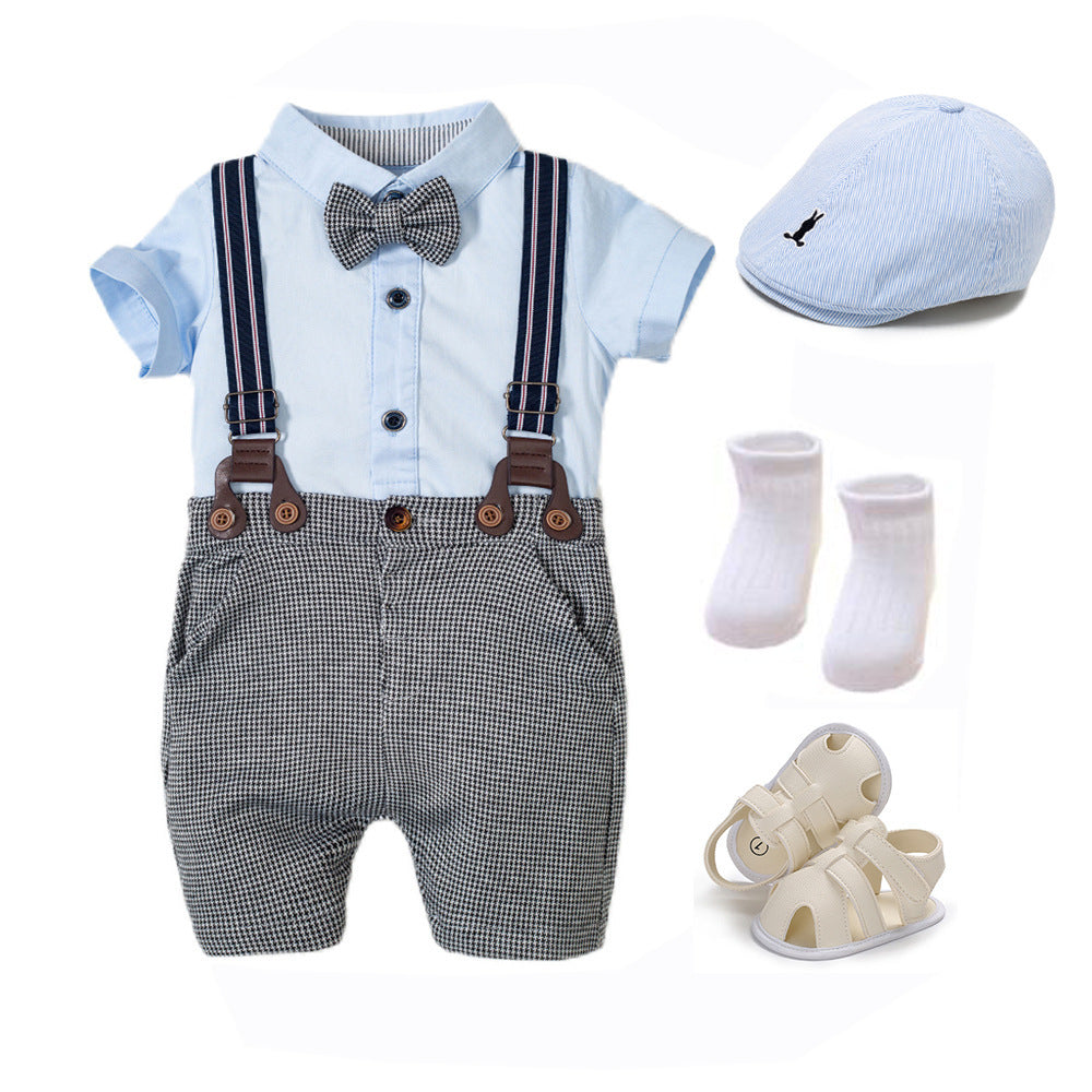 Boys Suit Romper - Boys Baby Suit Romper Short-sleeved Jumpsuit Overalls - Boys Clothing - Baby's World (view 3)