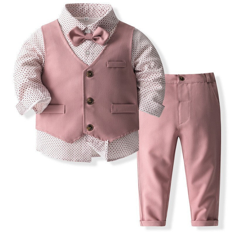 Boy Waistcoat Suit - Boy's Waistcoat Suit Spring And Autumn Flower Girl Wedding Clothes Suit - Boys Summer & Party Dresses