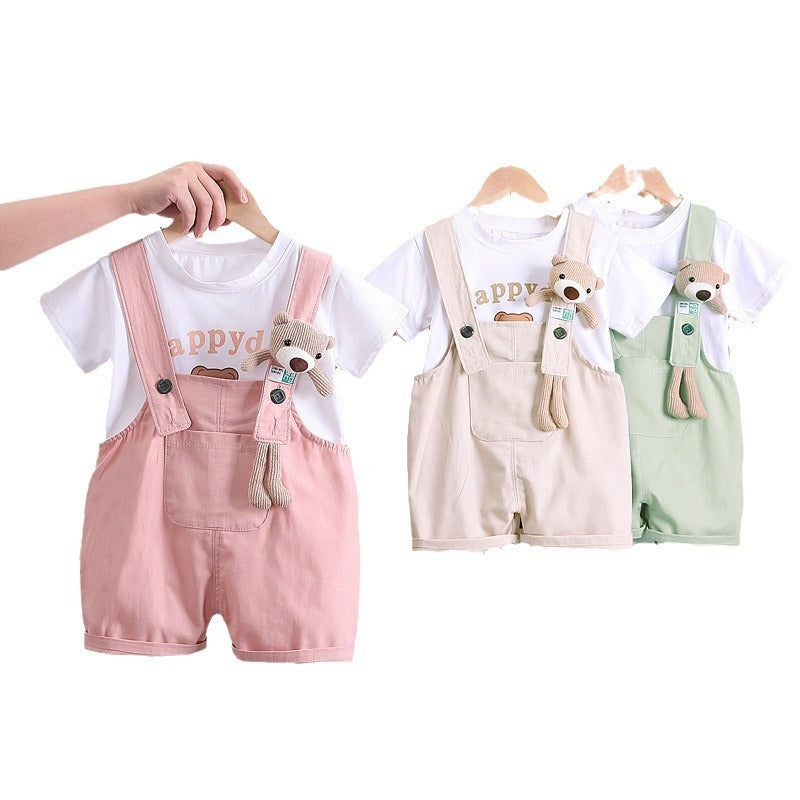 Summer Children Cotton T-shirt Suspender Suit - Boys Summer & Party Dresses - Baby's World (view 4)