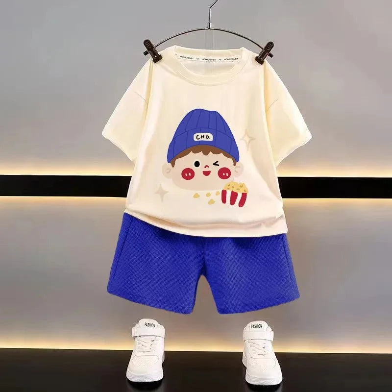 Fashion Spotrs Clothing Sets For Children Tracksuit Short Sleeve T-shirts + Shorts 2pcs Suit Kids Baby Clothes Toddler