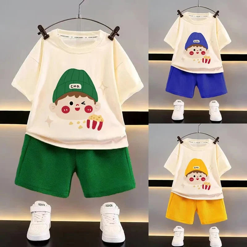 Fashion Spotrs Clothing Sets For Children Tracksuit Short Sleeve T-shirts + Shorts 2pcs Suit Kids Baby Clothes Toddler
