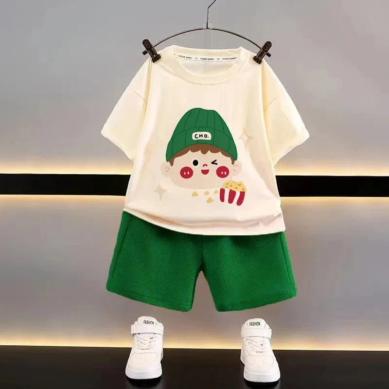 Fashion Spotrs Clothing Sets For Children Tracksuit Short Sleeve T-shirts + Shorts 2pcs Suit Kids Baby Clothes Toddler