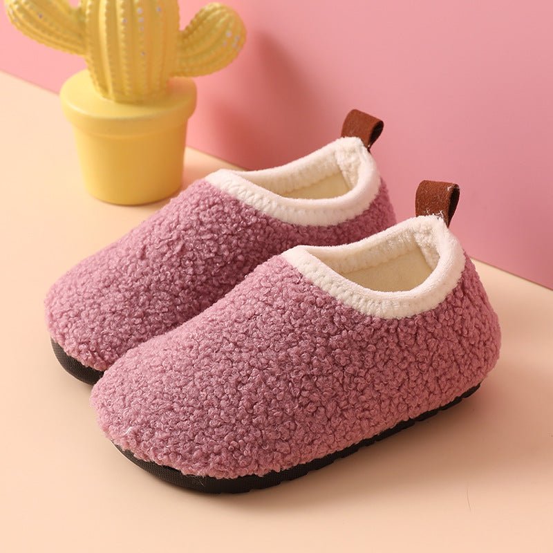 Fleece-lined Children's Non-slip Sole Thickened Autumn And Winter New Cotton Slippers - BaBy's World