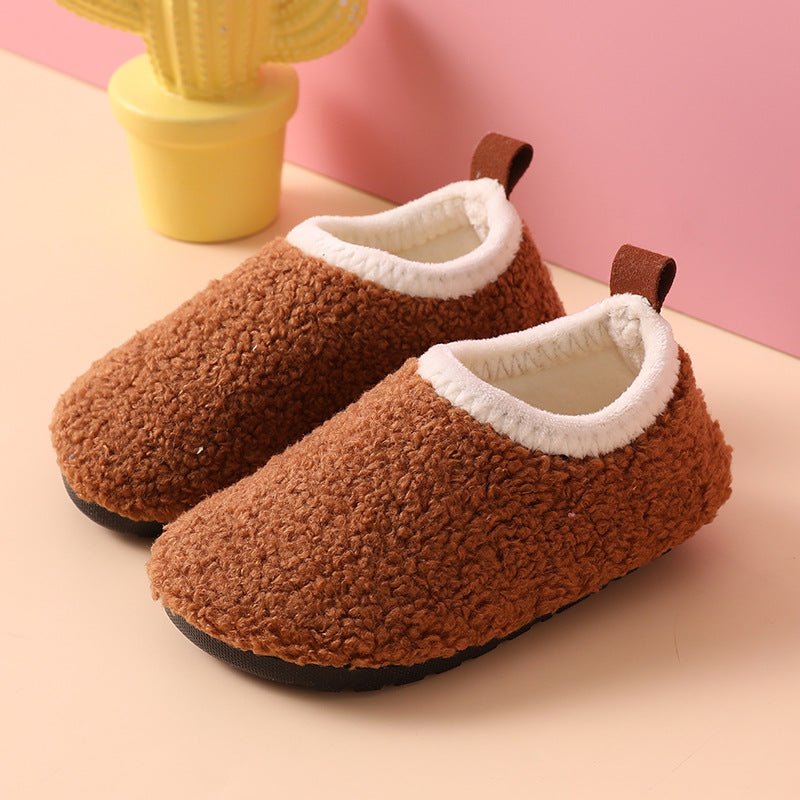 Fleece-lined Children's Non-slip Sole Thickened Autumn And Winter New Cotton Slippers - BaBy's World