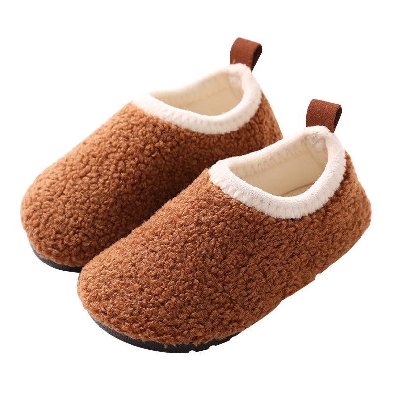 Fleece-lined Children's Non-slip Sole Thickened Autumn And Winter New Cotton Slippers - BaBy's World