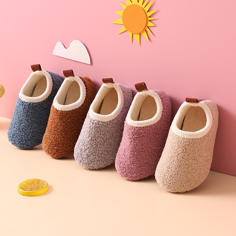 Fleece-lined Children's Non-slip Sole Thickened Autumn And Winter New Cotton Slippers - BaBy's World