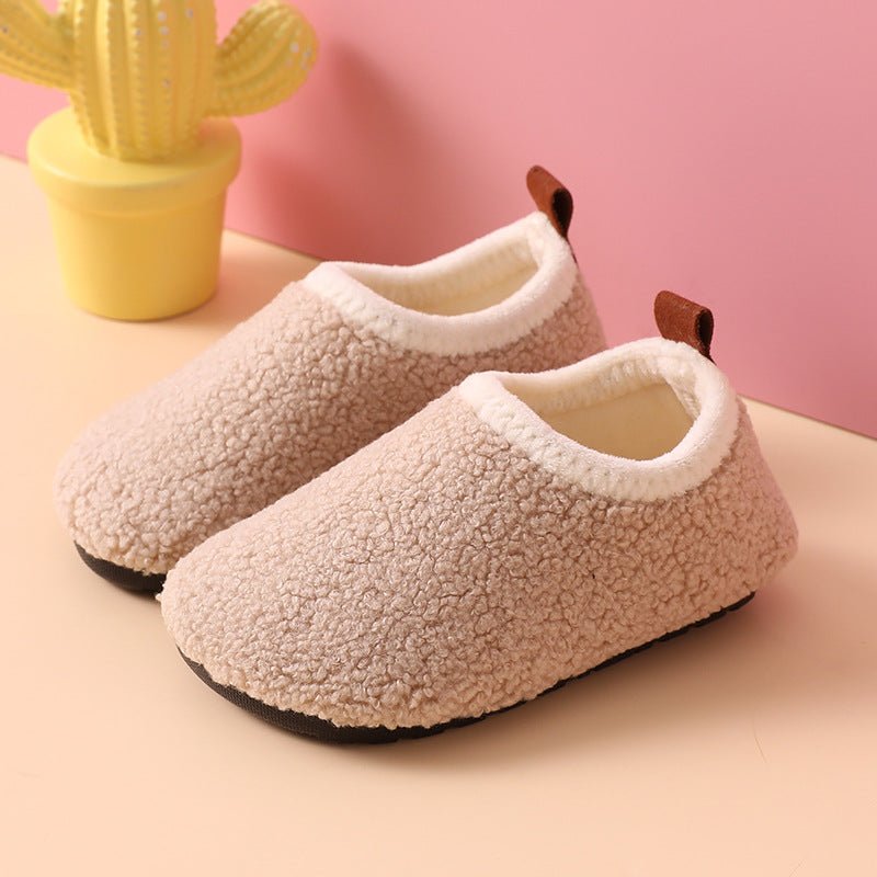 Fleece-lined Children's Non-slip Sole Thickened Autumn And Winter New Cotton Slippers - BaBy's World