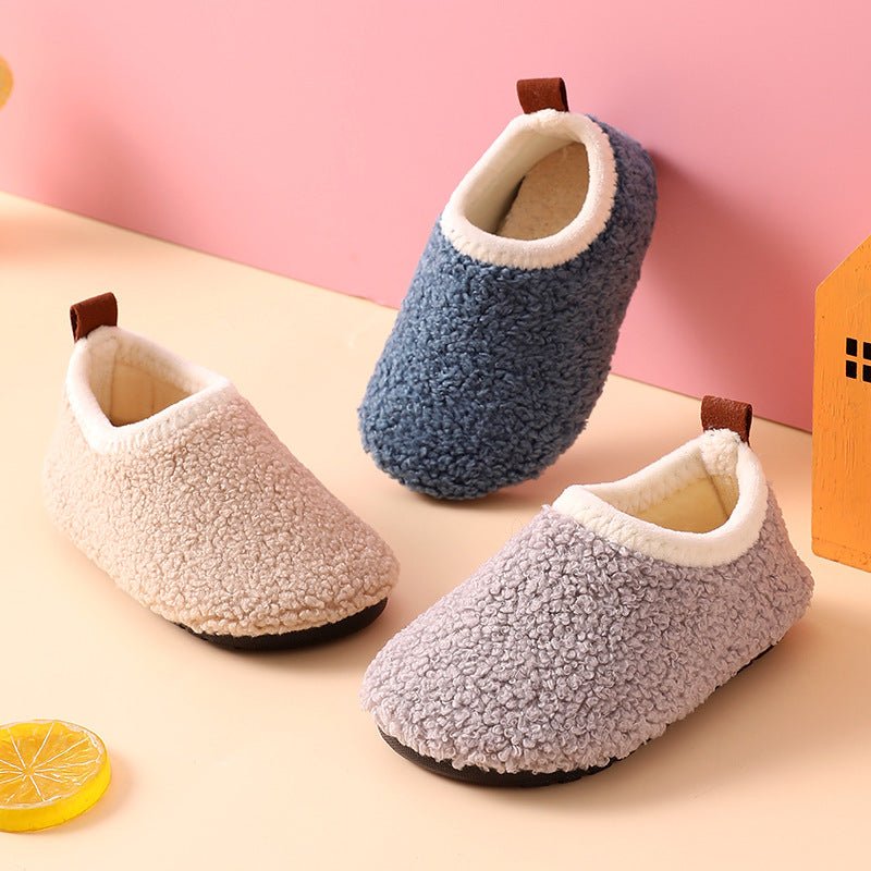 Fleece-lined Children's Non-slip Sole Thickened Autumn And Winter New Cotton Slippers - BaBy's World