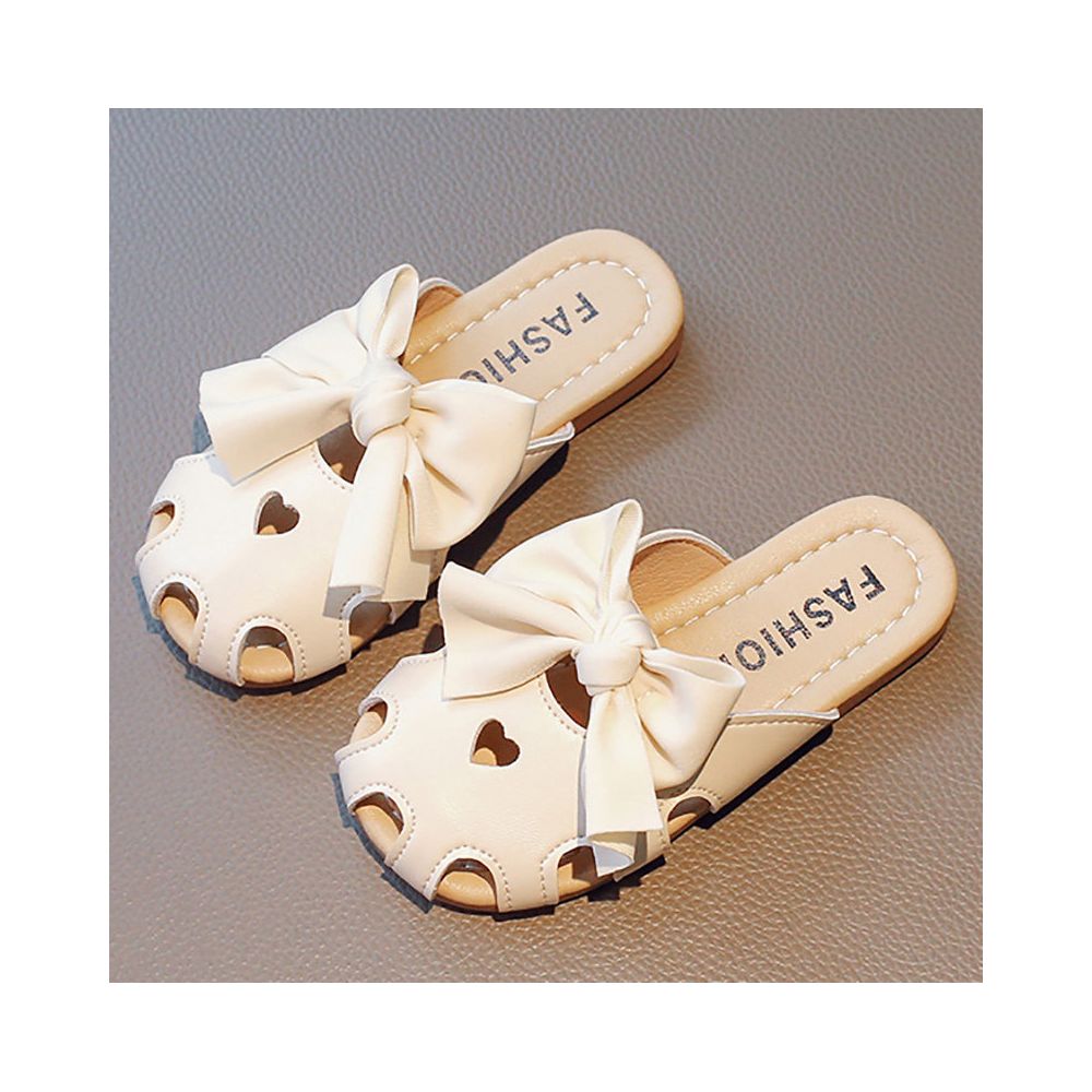Girls Half Slippers Summer Baotou Fashion Outerwear Girls Xiaoxiang Wind Cool Slippers Children s Western Style Lazy Middle aged Children (Size 24,Beige) - BaBy's World