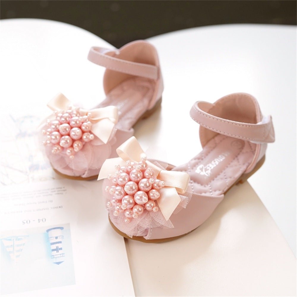 Girls' Princess Stylish Peep Toe Pearl Flower Soft Bottom Sandals - BaBy's World
