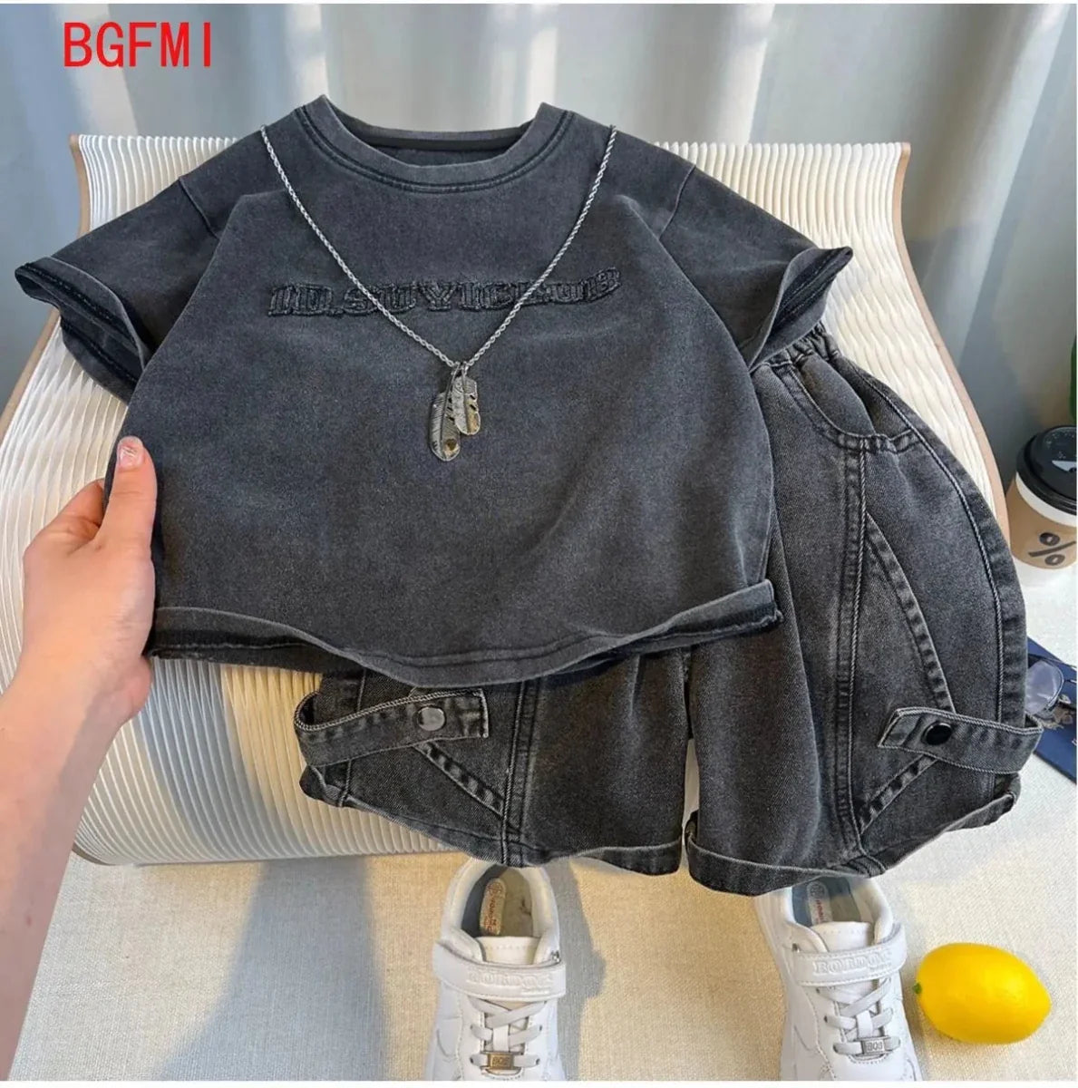 Hot Sale Fashion Baby Boy Suit Summer Clothes Short Sleeve T-shirt Short Jeans 2 Piece Set Kids Outfit Children's Costume