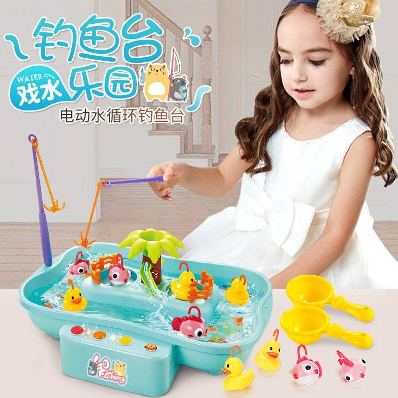 pretend play children electric music loop rotating fishing plate battery operated toys