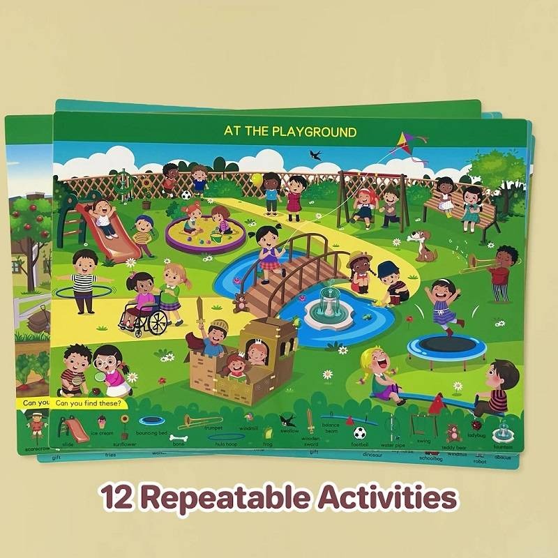 Toddler Preschool Learning Education Search and Find Cards Reusable Activity Mat Toy Book