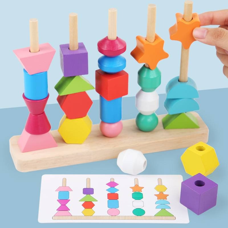 Children's wooden five-day beaded logical thinking game