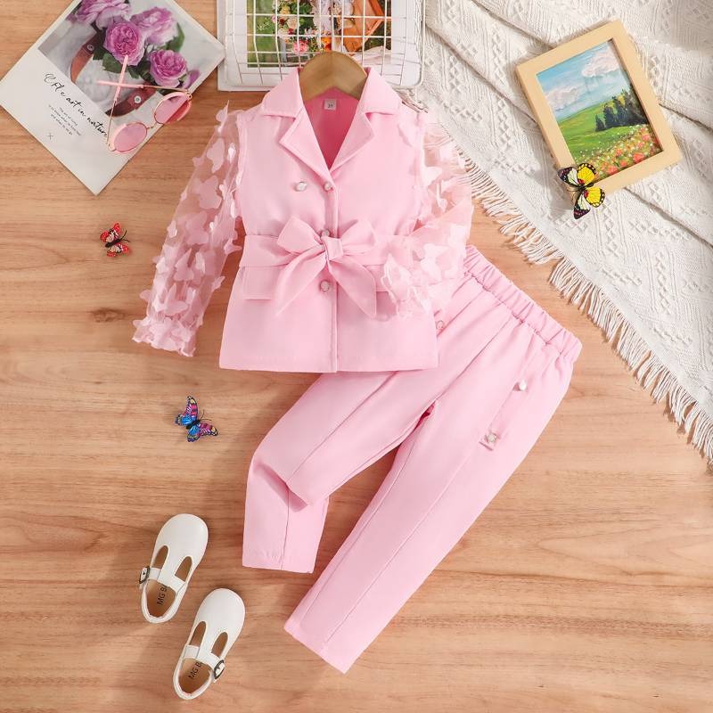 Girl Coat with long pants two piece Girls Coat And Pants Set