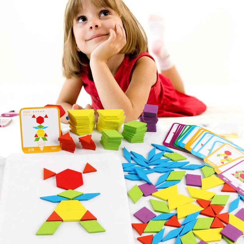 155 shape creative wooden puzzle children's educational tangram toys