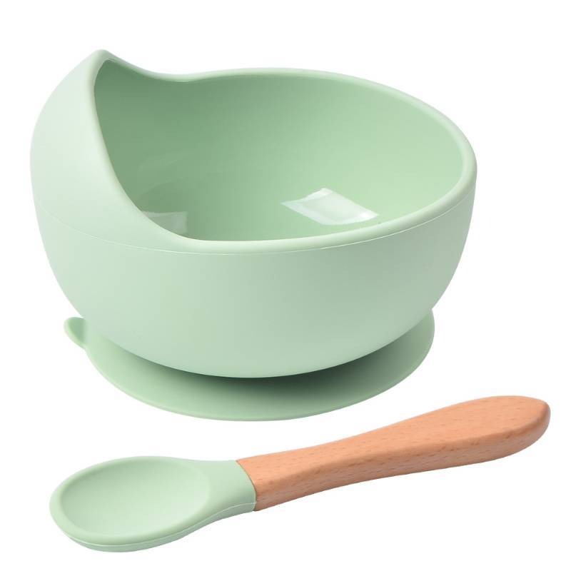 2PCS Baby Silicone Feeding Set (Plate + Bowl + Spoon)