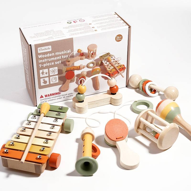 Montessori Wooden Soothing Rattle Toy Set
