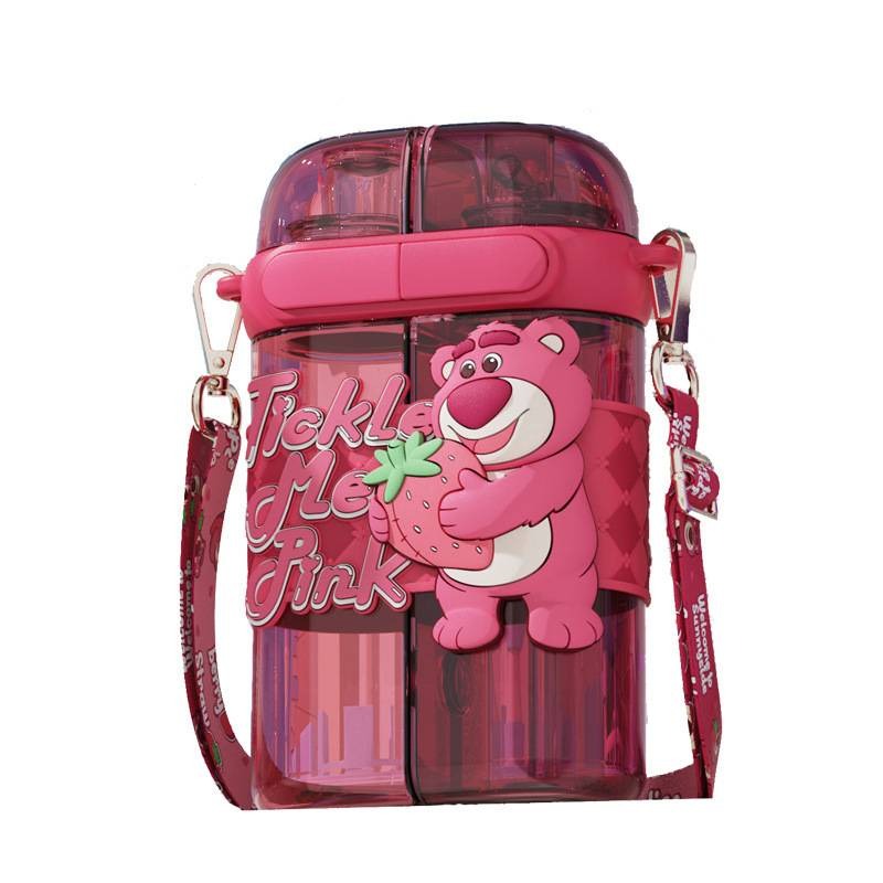 520ml Cute Cartoon Buzz Lightyear Lotso Alien Strawberry Bear Punk Double Drinking Sippy Cup Tritan Water Cup