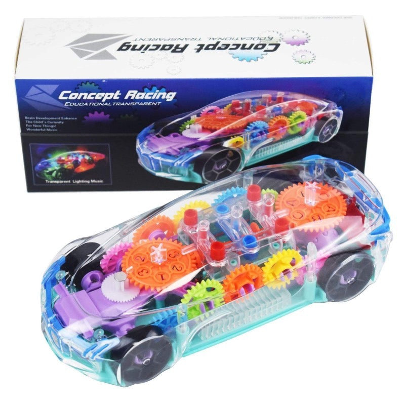 Children's Toy light music transparent gear electric car Toy