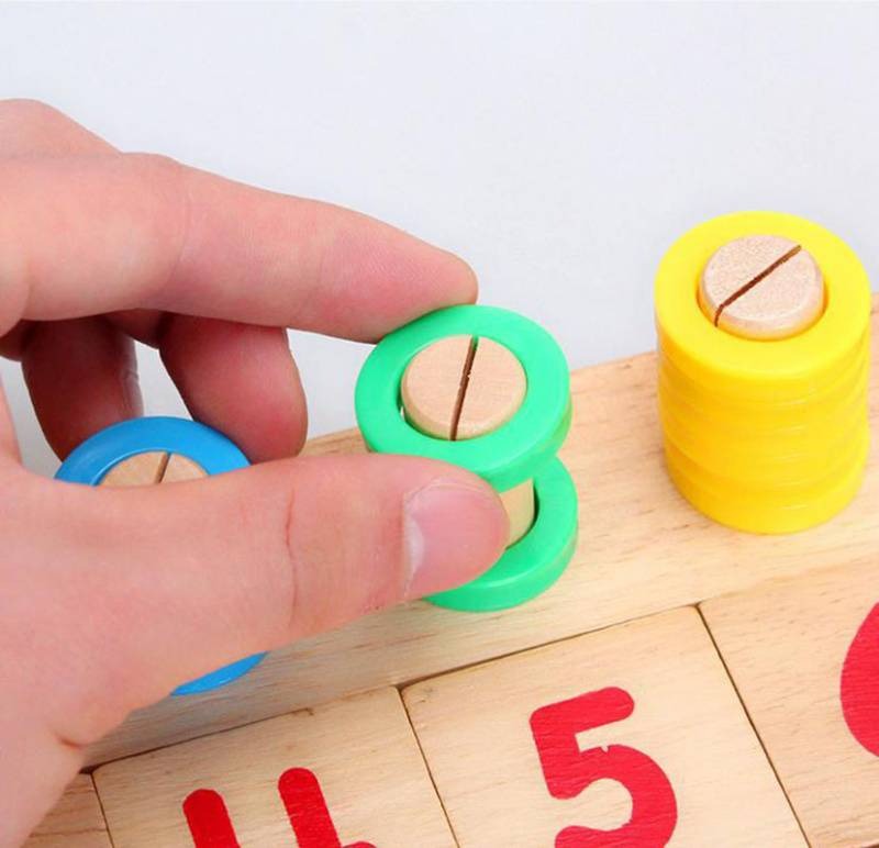 Wooden teaching logarithmic board children's early education rainbow donut early education teaching toy