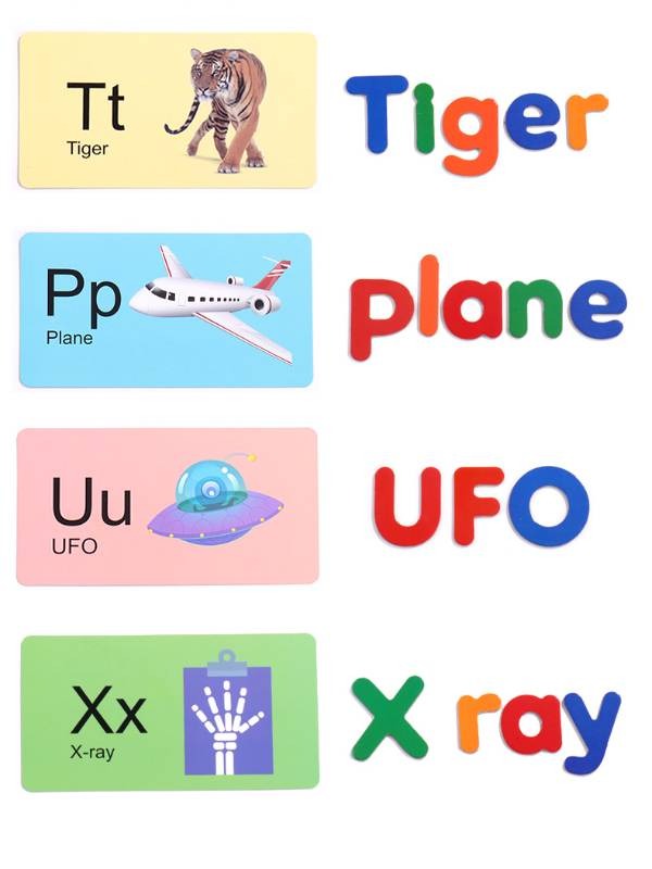 Children's magnetic English spelling and word matching game cards