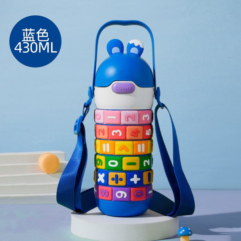 Children's Creative Puzzle Insulated Anti-fall Portable Cartoon Straw water pot 430ml