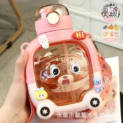 Bear Design large capacity bucket portable strap double drink magic bear children's cup