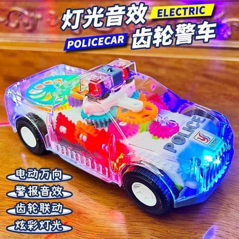 Children's transparent gear police car toy