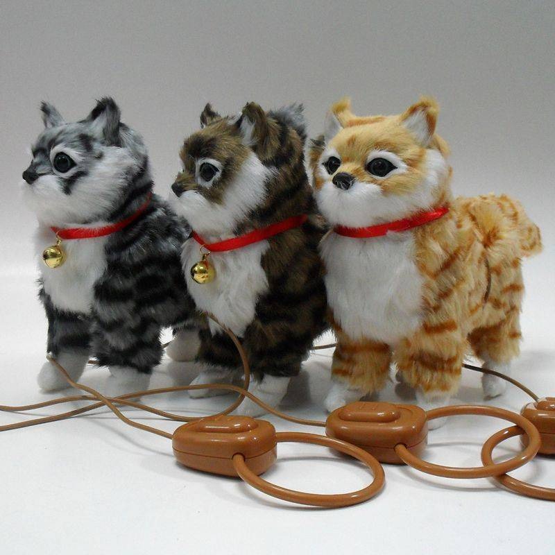 Electric Plush Toy Simulation cat lead wire walking cat Meowing