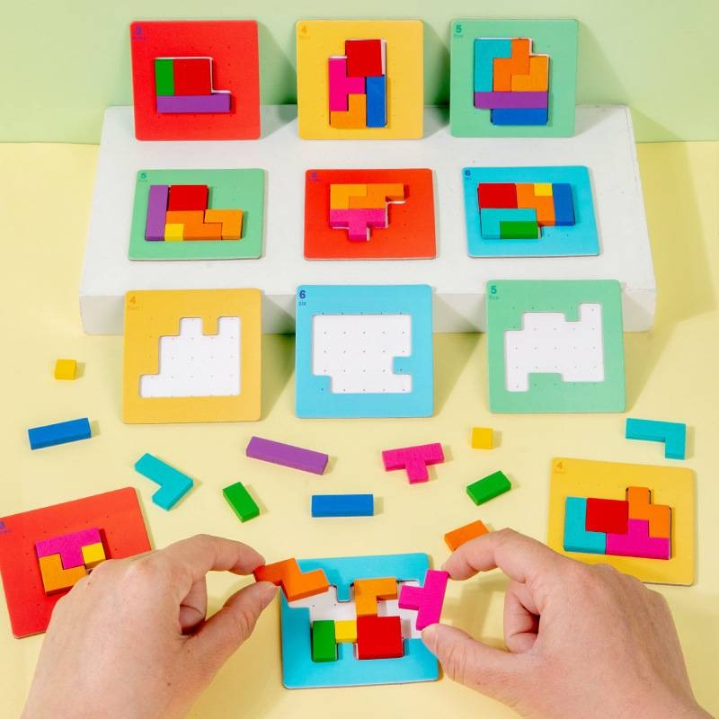 Montessori battle puzzle thinking puzzle colorful block puzzle desktop toy