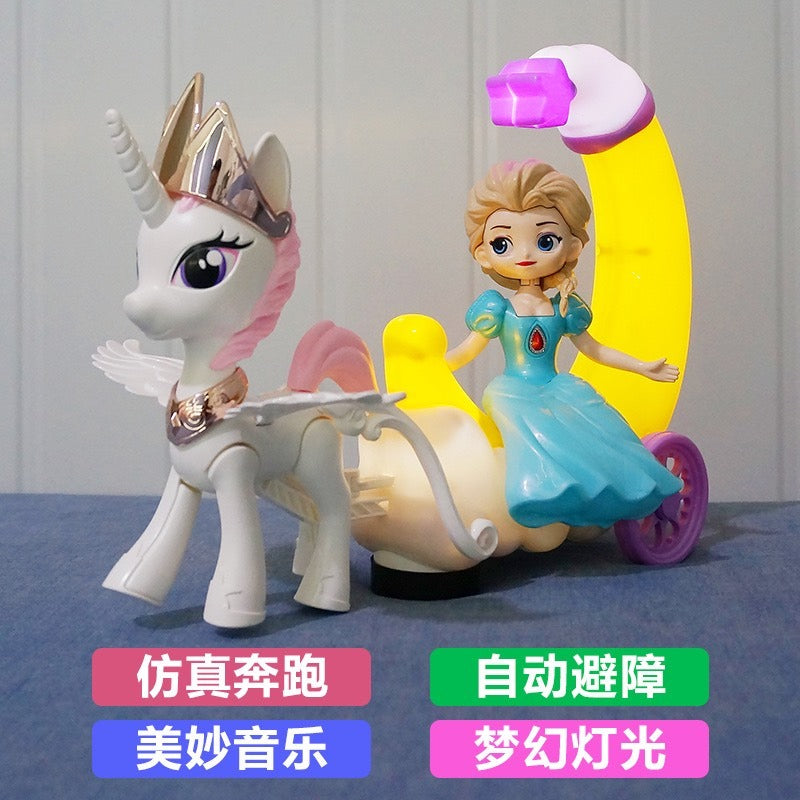 Electric Ice and Snow Princess Carriage toy with Light and Music