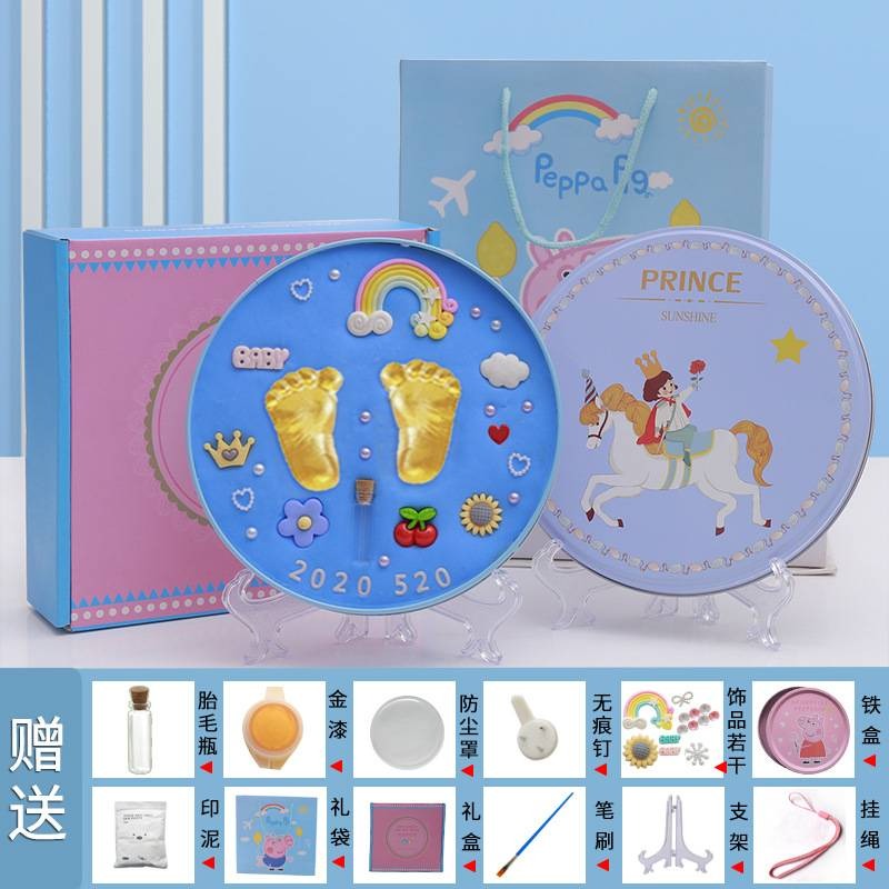 Newborn Baby And And Foot Prints Clay Fetal Hair Souvenirs Set