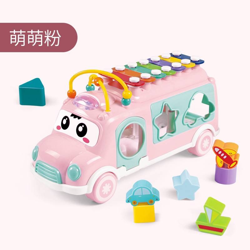 Montessory Children's bus knocking piano educational early education music enlightenment multifunctional car toys