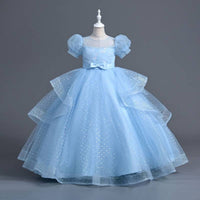 summer short-sleeved girl Wedding Dress Dmall Host banquet Princess Dress Girls Dress