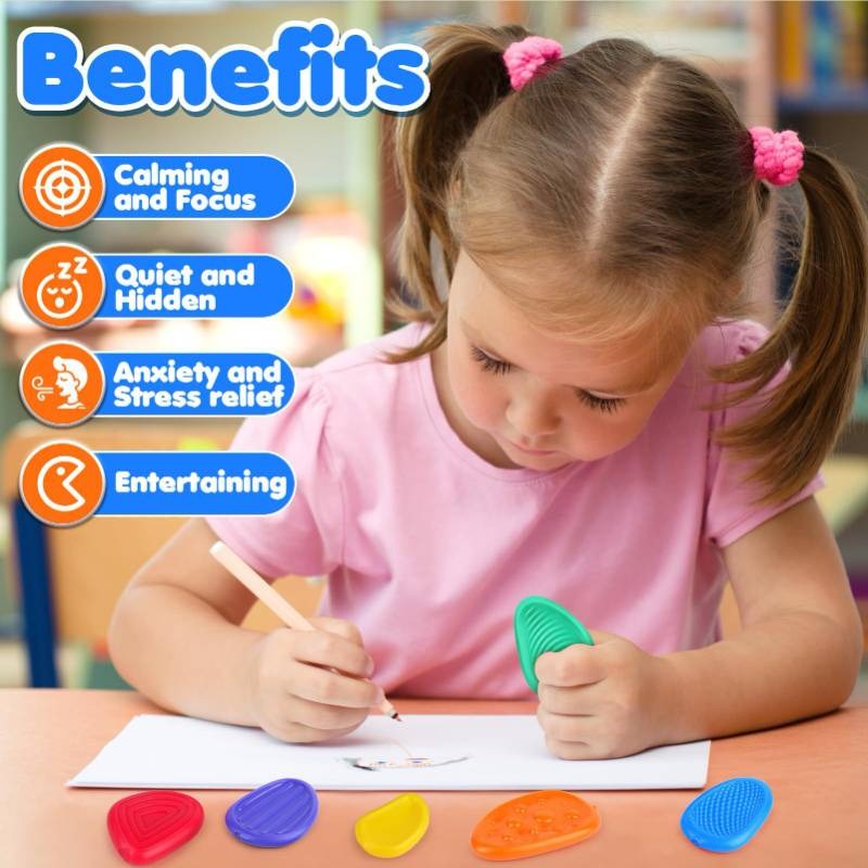 Fidget Toys Children's Sensory Stone Children's Decompression Toy Soft Silicone Texture Worry Stone
